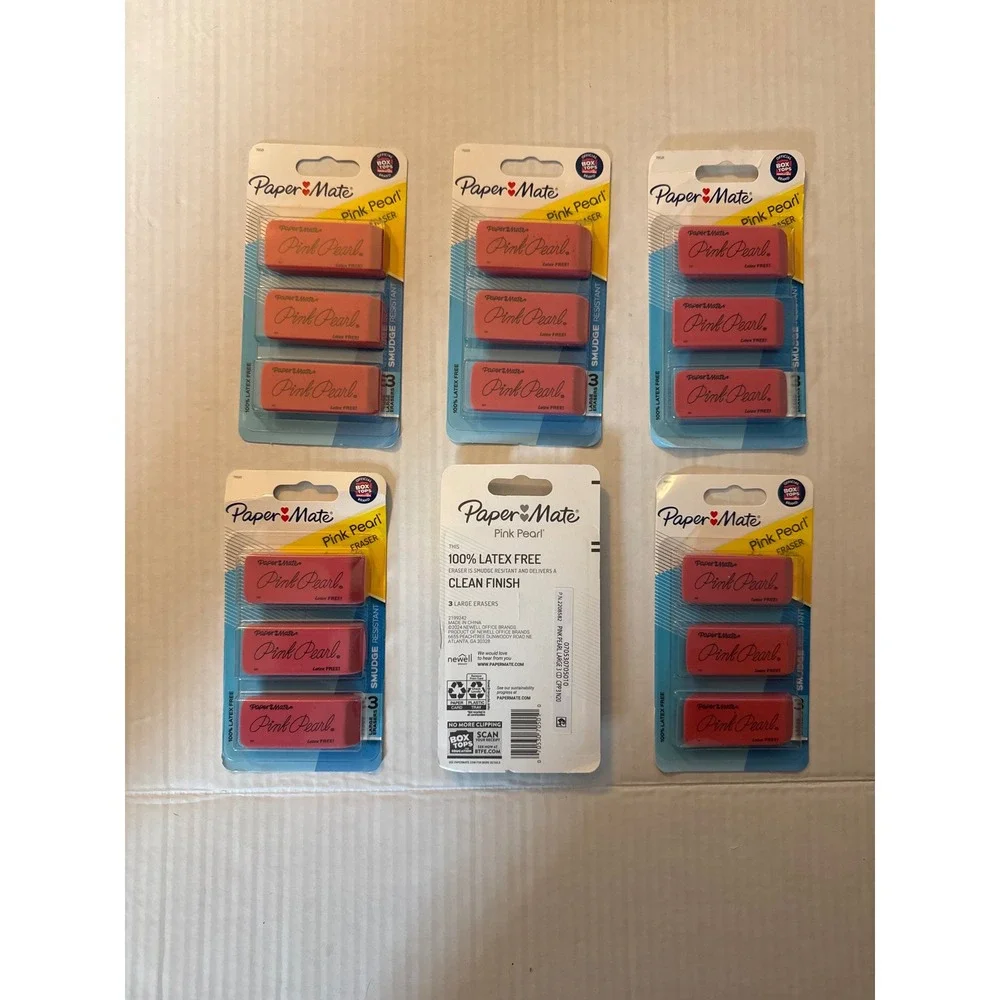 Paper Mate Pink Pearl Erasers Bulk Lot 6 Packs of 3 Large Latex Free 70501
